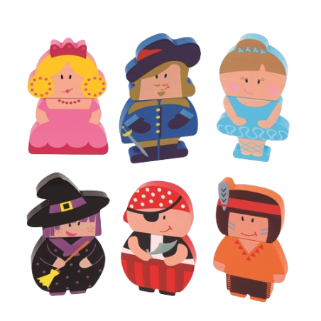 12 pezzi magnetici intercambiabili per formare 6 personaggi 12 pezzi magnetici intercambiabili per formare 6 personaggi