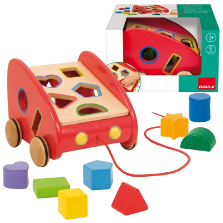 La Macchina trainabile di Goula in legno con 8 pezzi dalla forma e colori diversi