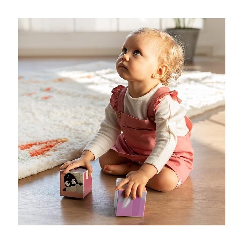 La dimensione dei cubi facilita la presa della mano del bambino piccolo La dimensione dei cubi facilita la presa della mano del bambino piccolo