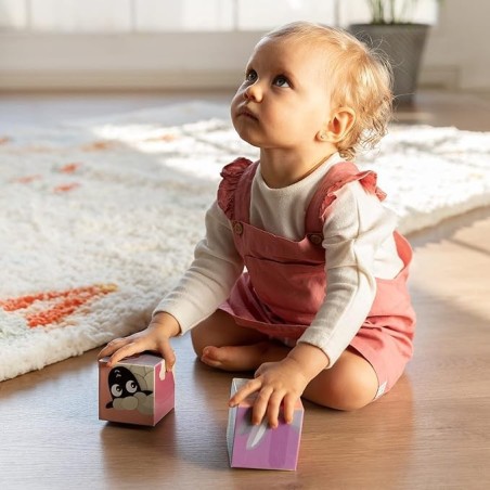La dimensione dei cubi facilita la presa della mano del bambino piccolo La dimensione dei cubi facilita la presa della mano del bambino piccolo