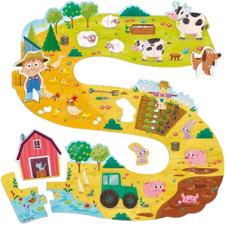 Il Puzzle XXL di Goula raffigurante una fattoria e i suoi abitanti