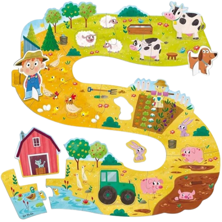 Il Puzzle XXL di Goula raffigurante una fattoria e i suoi abitanti