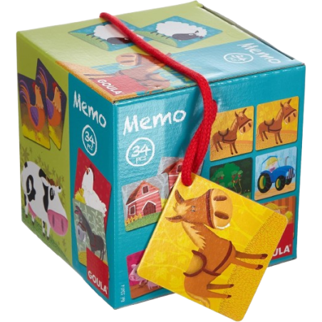 La scatola esterna del gioco di memoria Memo fattoria di Goula La scatola esterna del gioco di memoria Memo fattoria di Goula