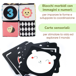 I blocchi morbidi e le carte sensoriali della Box Giochi Montessori in Legno per neonati 0-6 mesi I blocchi morbidi e le carte sensoriali della Box Giochi Montessori in Legno per neonati 0-6 mesi