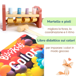 Banco delle palline in legno e libro didattico colorato Banco delle palline in legno e libro didattico colorato