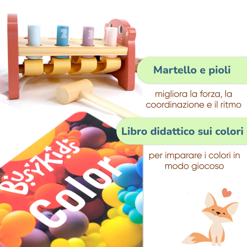 Banco delle palline in legno e libro didattico colorato Banco delle palline in legno e libro didattico colorato