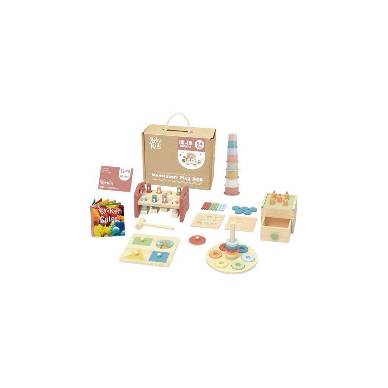 Il Box Giochi Montessori in Legno 12-18 Mesi di BusyKids