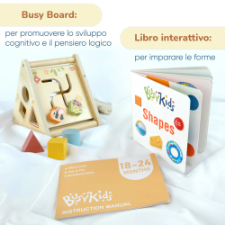 L'incastro di forme e il libro interattivo della Box Giochi Montessori in Legno 18-24 Mesi di BusyKids L'incastro di forme e il libro interattivo della Box Giochi Montessori in Legno 18-24 Mesi di BusyKids