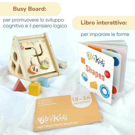 L'incastro di forme e il libro interattivo della Box Giochi Montessori in Legno 18-24 Mesi di BusyKids L'incastro di forme e il libro interattivo della Box Giochi Montessori in Legno 18-24 Mesi di BusyKids