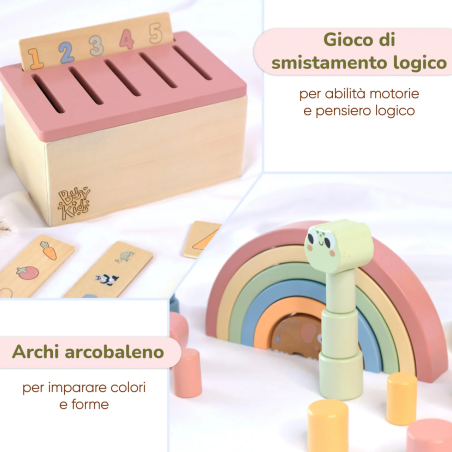 Archi con i colori dell'arcobaleno e Gioco scatola di smistamento nella Box Giochi Montessori in Legno +36 mesi di BusyKids Archi con i colori dell'arcobaleno e Gioco scatola di smistamento nella Box Giochi Montessori in Legno +36 mesi di BusyKids