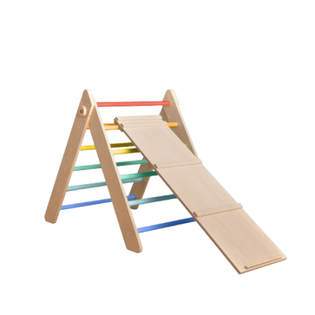 Il Triangolo di arrampicata Pikler in Legno con Scivolo di BusyKids