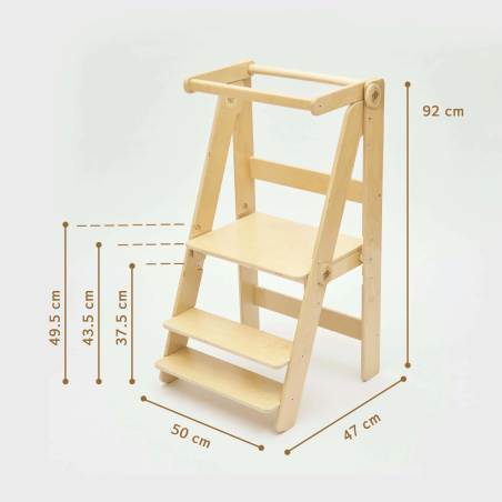 Le dimensioni da aperta della Torre di Apprendimento Pieghevole di BusyKids Le dimensioni da aperta della Torre di Apprendimento Pieghevole di BusyKids