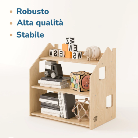 Nello Scaffale per giocattoli di BusyKids puoi riporci di tutto, è bello e capiente Nello Scaffale per giocattoli di BusyKids puoi riporci di tutto, è bello e capiente