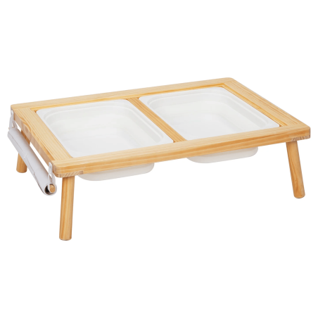 Due comode vaschette portaoggetti sotto il piano rimovibile del Tavolo Creativo e Didattico di BusyKids Due comode vaschette portaoggetti sotto il piano rimovibile del Tavolo Creativo e Didattico di BusyKids