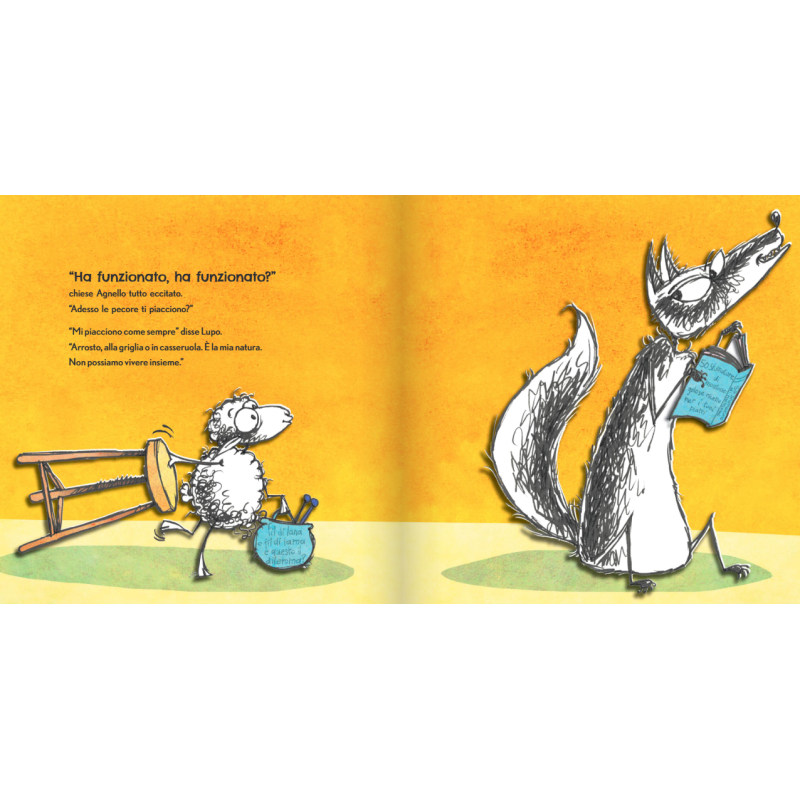 Il lupo nel libro Vado a vivere col lupo di Caissa Italia ribadisce che non potrà mai vivere con una pecora per la sua natura