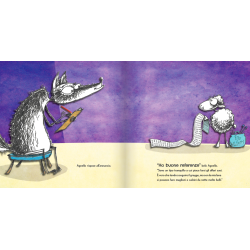 La storia del lupo e dell'agnello che vuole diventare il suo coinquilino nel libro Vado a vivere col lupo di Caissa Italia