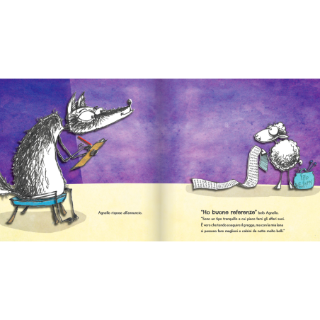 La storia del lupo e dell'agnello che vuole diventare il suo coinquilino nel libro Vado a vivere col lupo di Caissa Italia