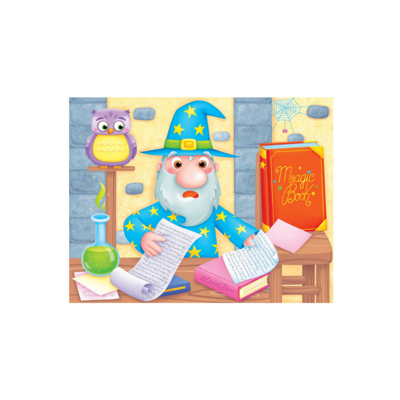 Il simpatico protagonista Wizard con il suo amico Gufo del libro in inglese Magic Book di Raffaello Editore Il simpatico protagonista Wizard con il suo amico Gufo del libro in inglese Magic Book di Raffaello Editore