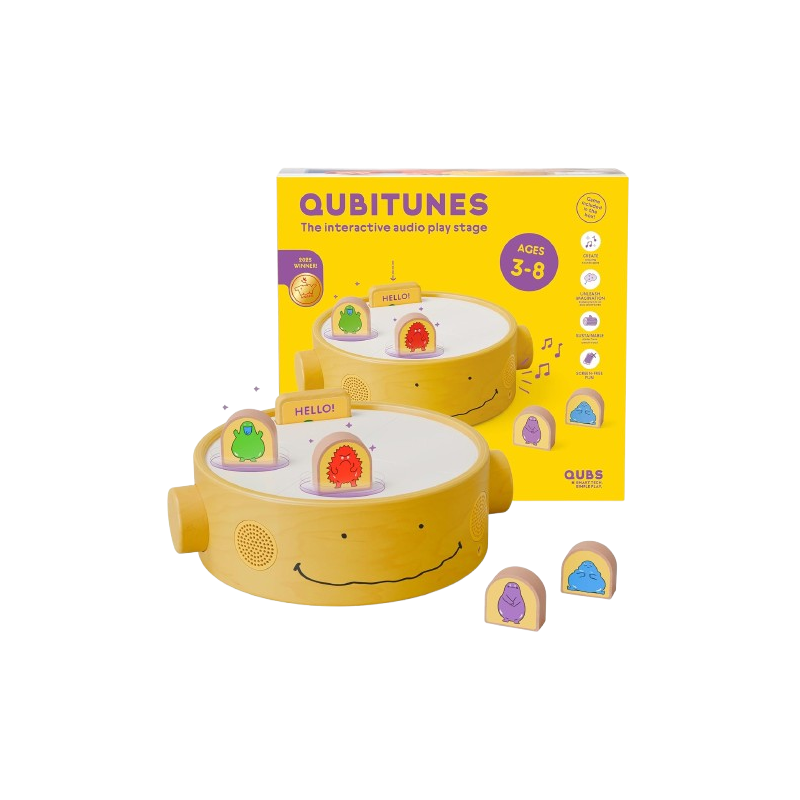 La console Qubitunes di Qubs e la scatola La console Qubitunes di Qubs e la scatola