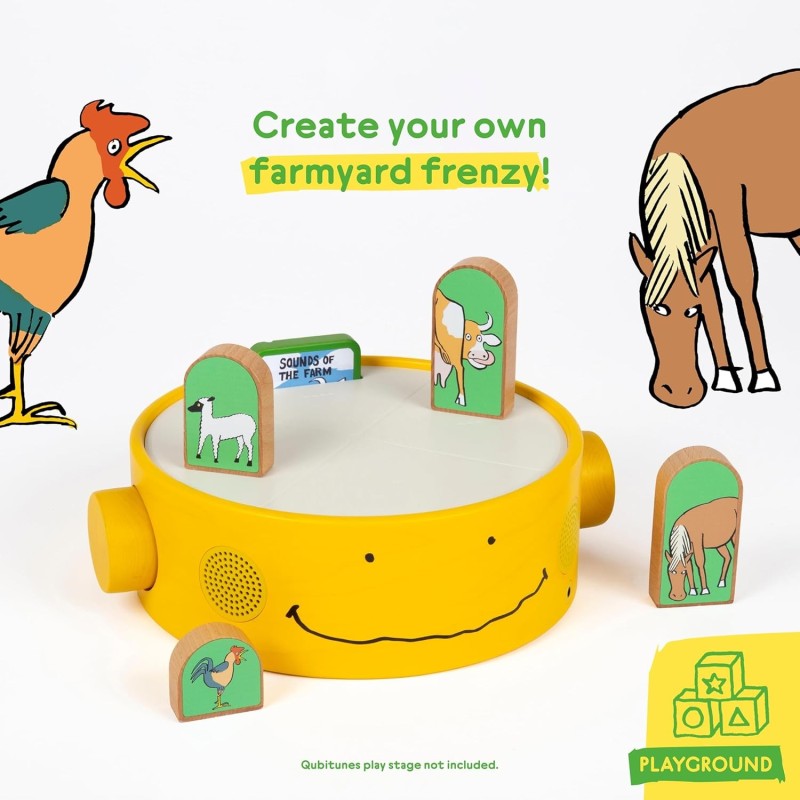 I mattoncini in legno per il gioco extra "Sounds of The Farm Game" per Console Qubitunes di Qubs