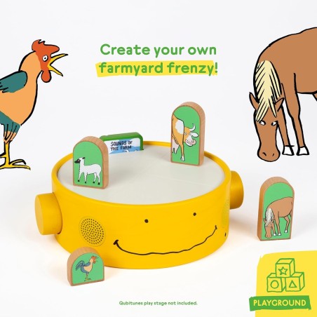 I mattoncini in legno per il gioco extra "Sounds of The Farm Game" per Console Qubitunes di Qubs I mattoncini in legno per il gioco extra "Sounds of The Farm Game" per Console Qubitunes di Qubs