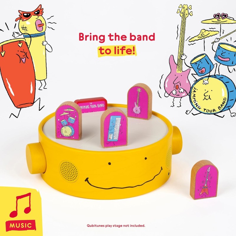 I mattoncini in legno per il gioco extra "Jamming Tour Band" per Console Qubitunes di Qubs