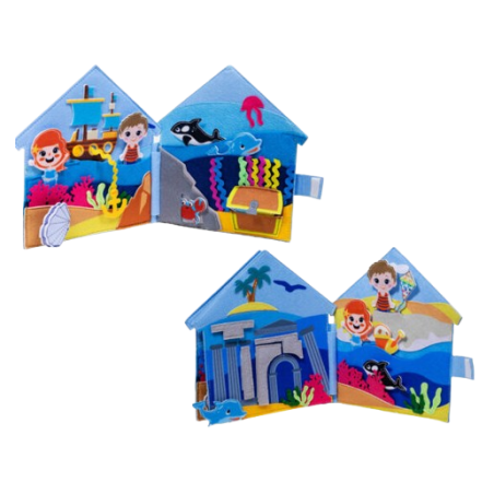 I dettagli delle pagine all'interno del Libro in feltro a tema Oceano di Pantaworlds