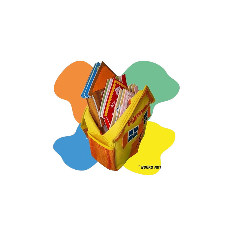 Lo zainetto per bambini a forma di casetta può comodamente contenere tutti i libri in feltro di Pantaworlds Lo zainetto per bambini a forma di casetta può comodamente contenere tutti i libri in feltro di Pantaworlds
