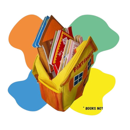 Lo zainetto per bambini a forma di casetta può comodamente contenere tutti i libri in feltro di Pantaworlds Lo zainetto per bambini a forma di casetta può comodamente contenere tutti i libri in feltro di Pantaworlds