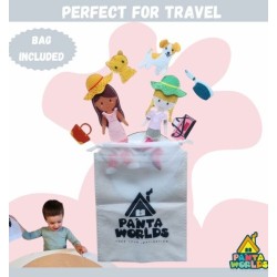 La bustina in tessuto inclusa nel set extra con personaggi in feltro per i libri di Pantaworlds La bustina in tessuto inclusa nel set extra con personaggi in feltro per i libri di Pantaworlds