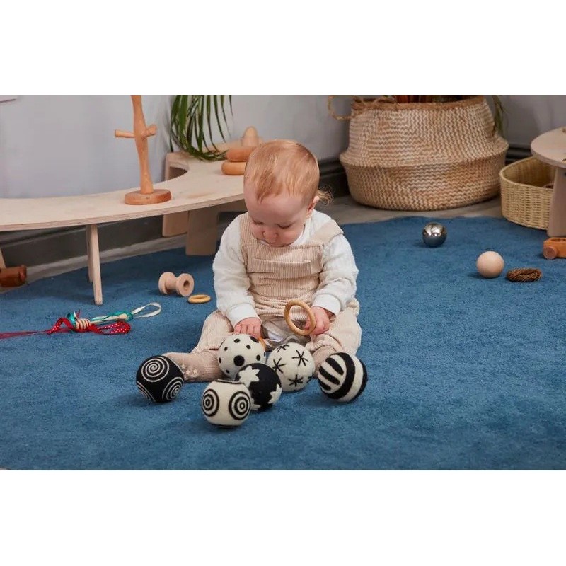 Il Set da 6 pezzi di Palline in feltro bianco e nero di Cosy