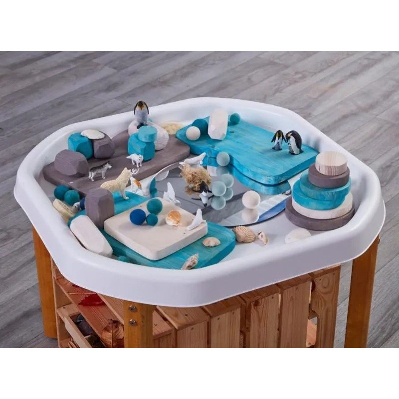 20 pezzi in legno per creare avventure di ghiaccio con Minimondo - Scenario di ghiaccio di Cosy