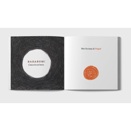 Tutti gli animali del libro Orso, Buco! di Minibombo cadono uno alla volta nel buco dell'orso, cosa succederà?