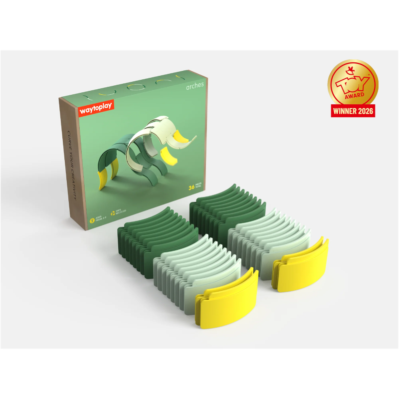La confezione 100% plastic free degli Archi Modulari per Giochi Creativi – Creative Set di Waytoplay La confezione 100% plastic free degli Archi Modulari per Giochi Creativi – Creative Set di Waytoplay