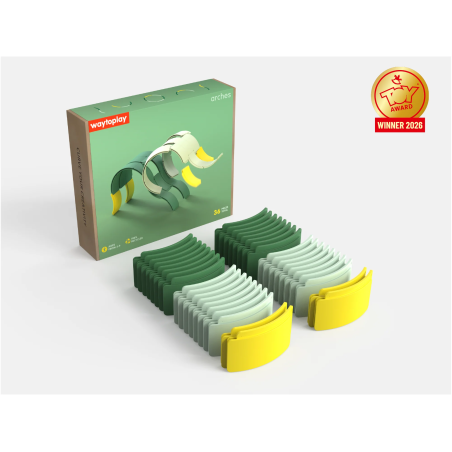 La confezione 100% plastic free degli Archi Modulari per Giochi Creativi – Creative Set di Waytoplay La confezione 100% plastic free degli Archi Modulari per Giochi Creativi – Creative Set di Waytoplay