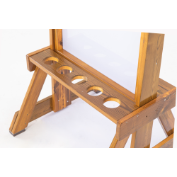 Il dettaglio degli spazi per i contenitori della pittura del Cavalletto da Disegno Outdoor per Bambini di Wisdom