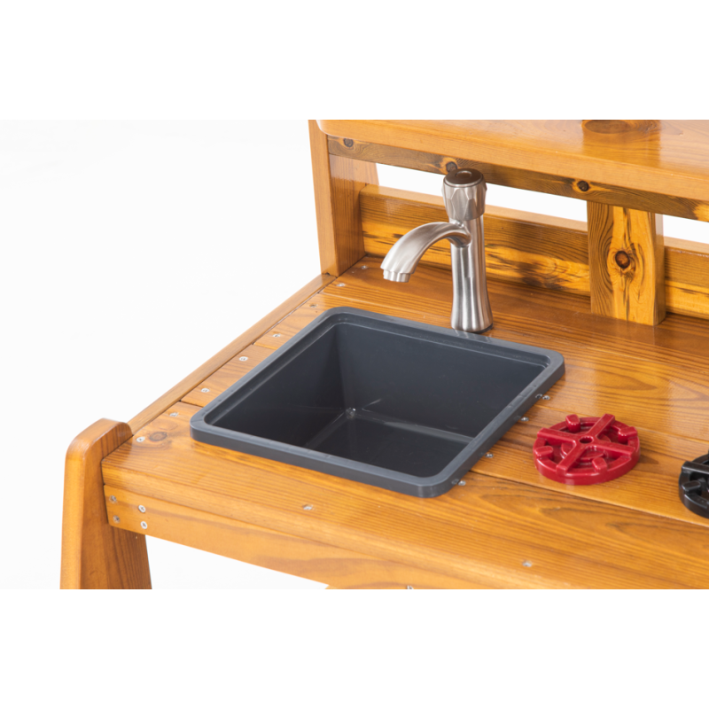 La Cucina Gioco in Legno da Esterno per Bambini di Wisdom è in legno di pino, sicuro e durevole La Cucina Gioco in Legno da Esterno per Bambini di Wisdom è in legno di pino, sicuro e durevole