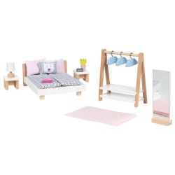 Il Set di mobili in Legno per bambole raffiguranti una Camera da Letto di Goki