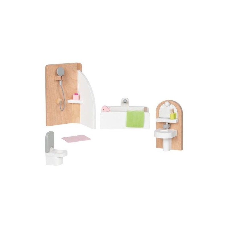 Il Set di mobili in Legno per bambole raffiguranti un Bagno di Goki