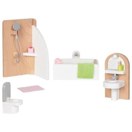 Il Set di mobili in Legno per bambole raffiguranti un Bagno di Goki