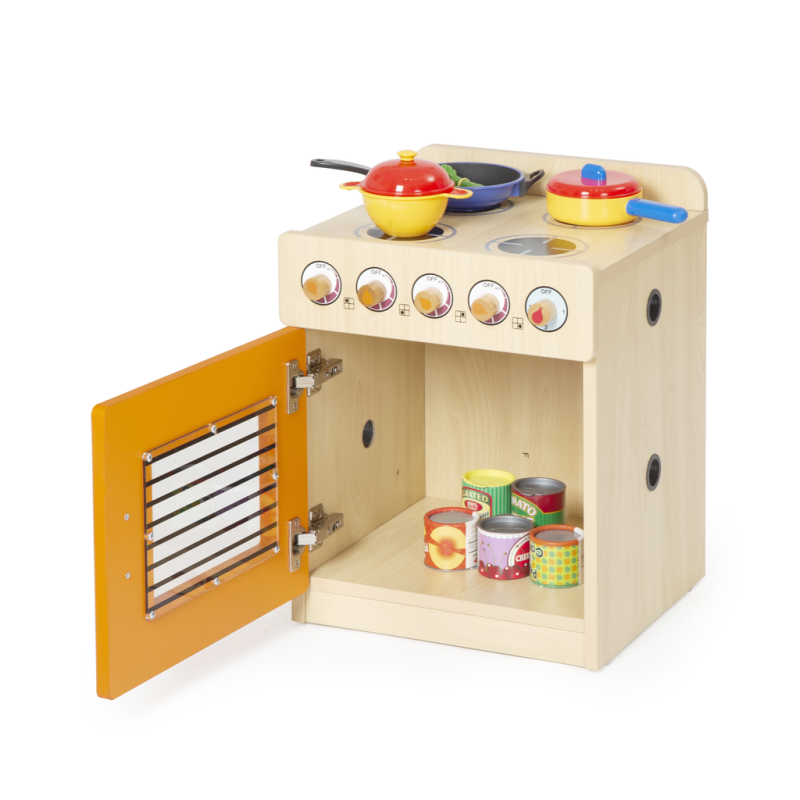 La Cucina Giocattolo in Legno di Wisdom per Bambini è un gioco realistico con lo sportello che si apre