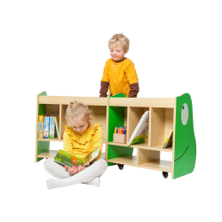 La Libreria Pieghevole a Forma di Rana per Bambini aperta ha tantissimo spazio per riporre tanti oggetti