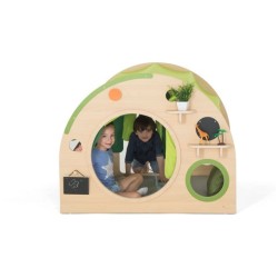 Un angolo di relax dedicato alla lettura il Rifugio Gioco e Lettura in Legno per Bambini di Wisdom