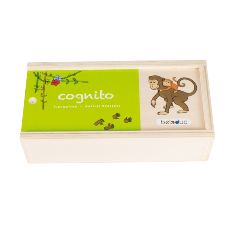 La scatola in legno che contiene il puzzle Cognito Animal Habitats