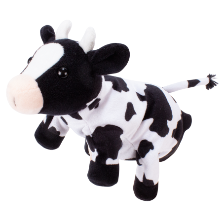 Marionetta a forma di mucca in morbido peluche del marchio Beleduc