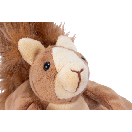 Il dettaglio del dolcissimo musino della marionetta peluche a forma di scoiattolo della Beleduc Il dettaglio del dolcissimo musino della marionetta peluche a forma di scoiattolo della Beleduc