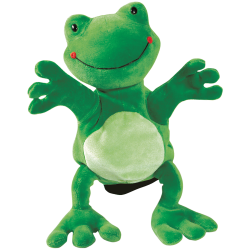 La marionetta in morbido peluche a forma di rana della Beleduc La marionetta in morbido peluche a forma di rana della Beleduc