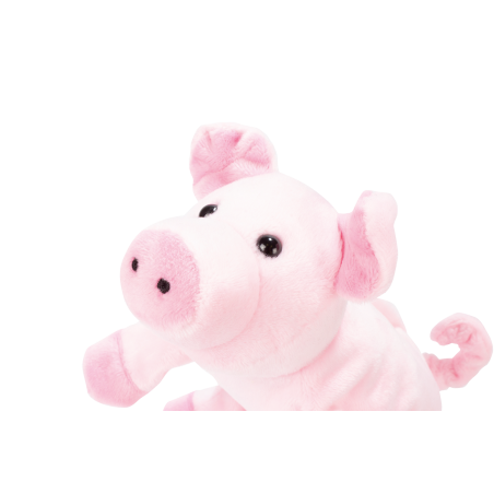 Il dettaglio del dolce musino della marionetta in morbido peluche a forma di maialino della Beleduc Il dettaglio del dolce musino della marionetta in morbido peluche a forma di maialino della Beleduc