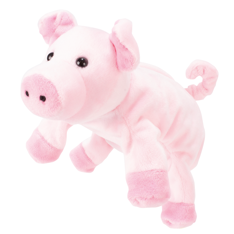 La marionetta in morbido peluche a forma di maialino della Beleduc