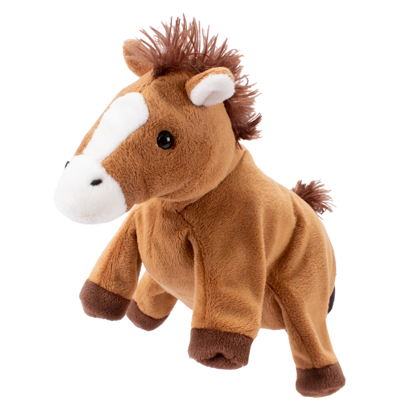 La marionetta in morbido peluche a forma di cavallo della Beleduc